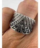 Chocolate, Black, and White Diamond Wide Chevron Band, Size 6, 8.41g - $450.00