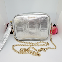 Victoria&#39;s Secret Silver Cross Body Clutch Bag W. Gold Chain &amp; Tassel Pull - £16.08 GBP