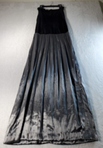 Karin Stevens Fit &amp; Flare Dress Women Size 8 Black Velvet Silver Bottom Back Zip - £15.85 GBP