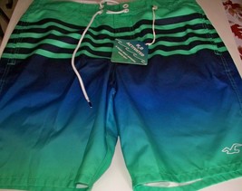 Hollister Men&#39;s Swim Wear Green Navy Blue Size 32 New With Tags B4 - £20.24 GBP