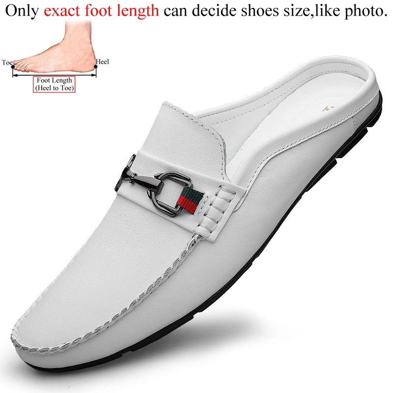 Luxury Shoes Brand Designer Summer Genuine Leather Casual Slip On Half S... - $69.53