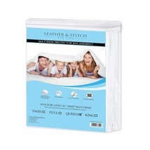 Feather &amp; Stitch Premium Mattress Protector, Bedding Zippered White Full - £14.05 GBP+