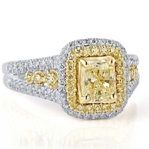 GIA 1.85 Carat Very Light Yellow Radiant Cut Diamond Engagement Ring 18k Gold - $4,169.21