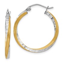 14K Two Tone Gold Hoop Earrings Jewelry FindingKing 27mm x 25.8mm - £132.68 GBP