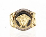 Cubic zirconia Men&#39;s Cluster ring 14kt Yellow Gold 390302 - £486.36 GBP