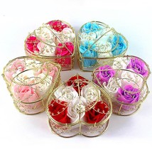 Lovely 6 Rose Pewter Holder Gift Box - $11.64