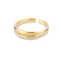 Engraved Good Luck Gold Ring Stainless Steel Adjustable Rings For Women Vintage  - £19.65 GBP