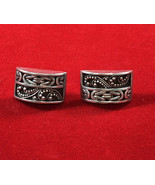 Lois Hill Sterling Silver Earrings w/ Black Contrast Pierced 925 Indones... - $60.98 CAD