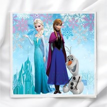 Elsa Anna Frozen Fabric Panel Quilt Block 8x8&quot; for sewing, quilting, crafting - £3.53 GBP