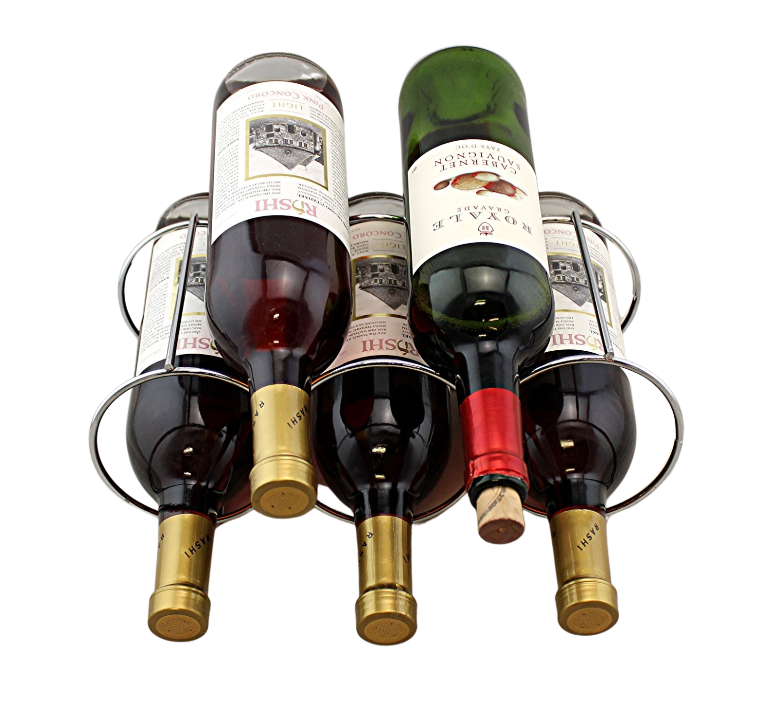 Steel Wine Holder Tabletop Countertop Stackable Vertical Holder Holds 5 ... - $11.87