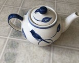April Cornell 2000 Teapot Blue and White Birdsong Bird and Leaves - $27.69