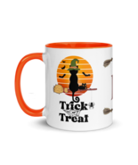 Personalized Monogram Coffee Mug 11oz | Trick or Treat Black Cat With Green Hat - $28.99