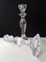 Crystal Ribbed Candelstick Pair Scallop Base, Knob and Cup Stunning Form... - $22.72