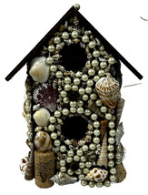 Bird House Sea Shells and Corks Assemblage Handcrafted Handmade OOAK - NEW! - £21.19 GBP