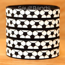 5 of Soccer Ball Bracelets - Sports Team Band Silicone Wristbands - Goal! - £10.03 GBP