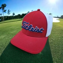 Titleist Golf Hat Cap Red White Blue Embroider Fitted Small Medium Lightweight - $16.96