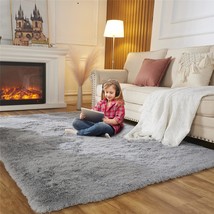 Easyjoy Extra Soft Living Room Rugs, Bedroom Area Rugs 9X12 Light Gray Fuzzy - $167.98