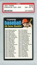 1971 Topps 5th Series Checklist #499 PSA 8 P1343 - $61.38