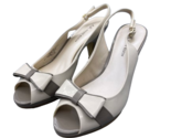 Anne Klein Womens Eloise Beige Bow Top Patent Peep Toe Slingback Heels S... - $19.79