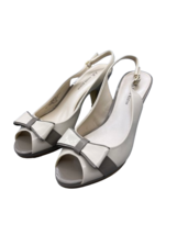 Anne Klein Womens Eloise Beige Bow Top Patent Peep Toe Slingback Heels S... - £15.79 GBP