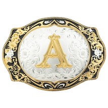 HLYMPONY Western Belt Buckle for Men Vintage Cowboy Rodeo Small Initial Letter A - $16.81