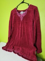 Vintage 1980s Womens Top Alyssa Brooke II Size 2X VTG Solid Red Plus L/S - £19.58 GBP