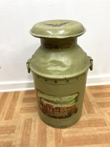 Vintage MILK CAN w Lid metal rustic dairy container country rustic steel... - £55.74 GBP