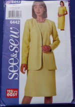 See &amp; Sew Misses/Misses Petite Jacket &amp; Dress Size 20-24 #6442 Uncut - £3.92 GBP
