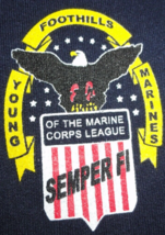 DISCONTINUED USMC YOUNG FOOTHILLS MARINE CORP LEAGUE SEMPER FI BLUE HOOD... - $35.63