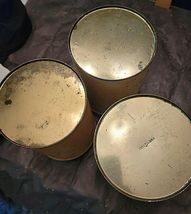 3 VINTAGE TIN CANISTERS 6" TALL image 3