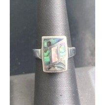 925 STERLING SILVER ABALONE INLAID RING SIZE 6.75 SKY - $41.18