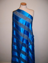 Europ EAN Designer Fabric Silk Ribbon Striped Chiffon Bright Royal W/ Blk Leopard - £75.49 GBP