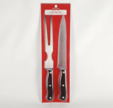 Holiday Time Carving Set 8&quot; Knife &amp; Fork Rich Black Handles New - $20.61 CAD