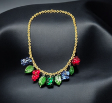 Miriam Haskell Poured Glass Grape Necklace Multi-Color 1930s Unsigned AS IS - $617.56