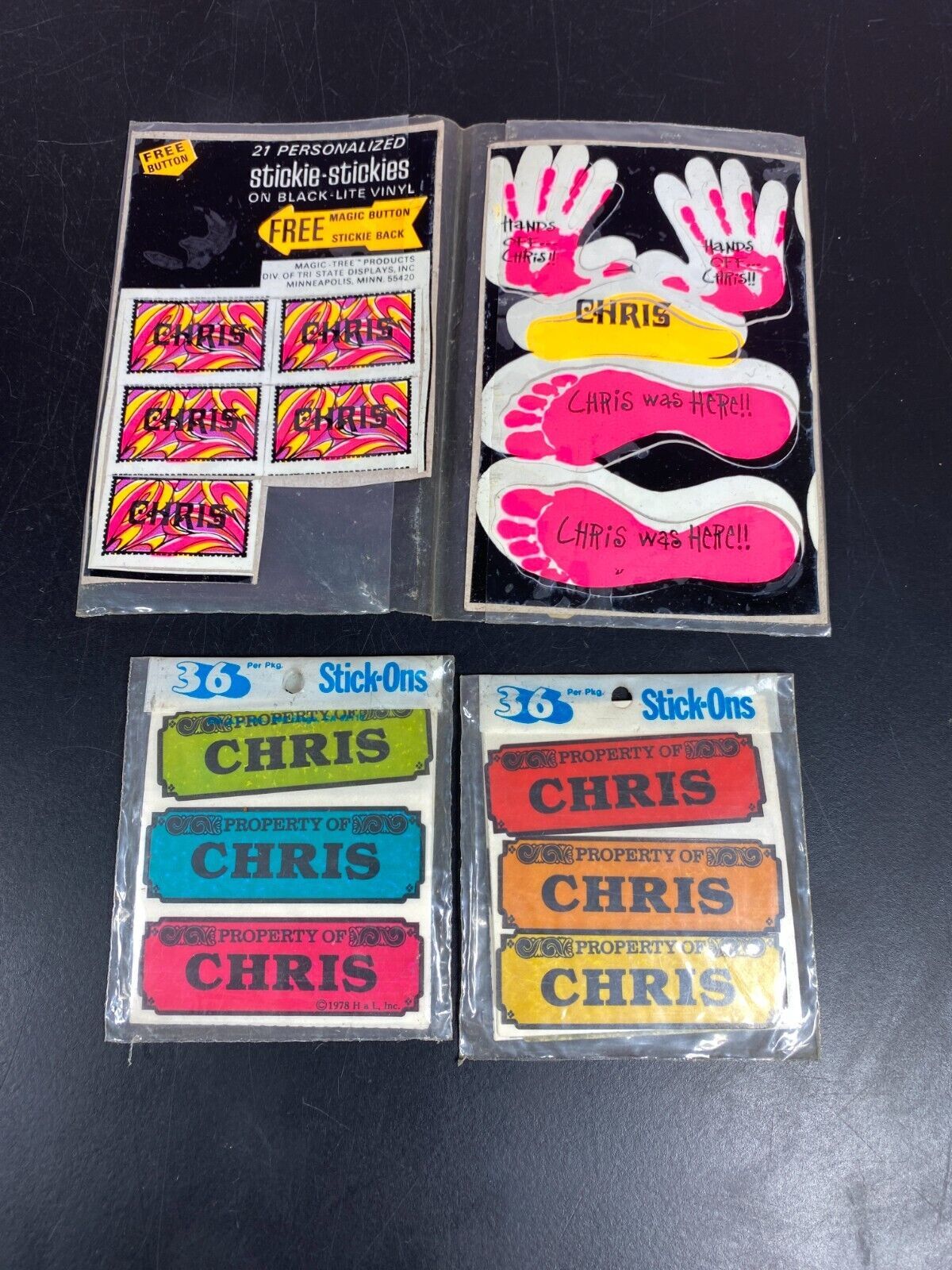 Primary image for Black LIght Neon Sticker Name Chris Magic Tree Products & Property of Vintage