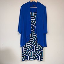 Royal Blue Dress Cardigan Set Women’s 22W Flowy Draped Layered Connected... - $54.45