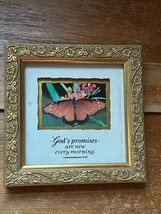 Mini Print of Orange Butterfly &amp; Flowers GOD’S PROMISES ARE NEW EVERY MO... - $11.29