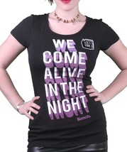 Bench GB Mujer Negro Nocturno Brilla en la Oscuridad Come Vivo Noche T-Shirt Nwt - £14.34 GBP