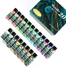 Metallic Acrylic Paint Set of Premium 20 Colors, Professional Grade Metallic Pai - £21.48 GBP