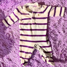 Ralph Lauren 3M Baby Footed Romper – Purple &amp; White Striped Polo one piece - $235.74 MXN