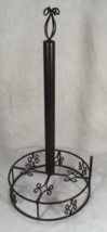 Paper Towel Holder Free Standing Black Metal Scrollwork Kitchen Decor 15"H - $12.82