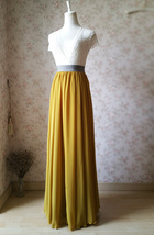 Yellow Rust Maxi Chiffon Skirt Women Summer Custom Plus Size Chiffon Skirt image 5