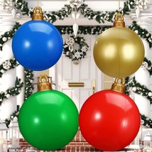 4 Pcs Inflatable Christmas Ball Ornaments 18 Inch 24 Inch Pvc Inflatable Christm - £34.70 GBP