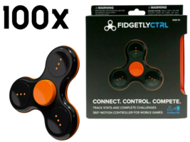 100 Bulk Fidgetly Ctrl 360 Fidget Spinner Stress Reducer Black Orange Toy Game - £58.51 GBP