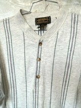 Eddie Bauer cotton pullover gray striped front quarter button Men size L - £15.18 GBP