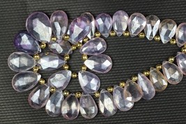 Natural, 40 piece faceted pear AMETRINE gemstone briolette beads, 11x15--16x23 m - £39.68 GBP