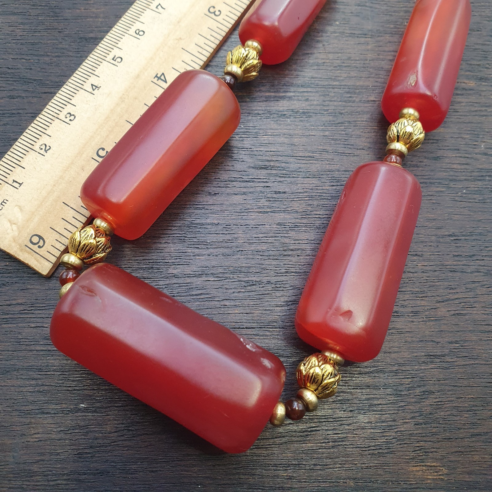 Tibetische rote Achat Halskette - Vintage Karneol Perlen, spirituelle Mala Item image 2