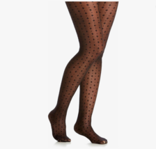 HUE Gotta Have It Control Top Diamond Dot Sheer Pantyhose Black Size 1 - NWT - £5.69 GBP