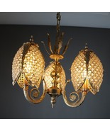 Stunning Framon Gilded Art Nouveau Crystal 3 Arms Italian Chandelier 1980s - €365,48 EUR