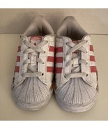 Adidas Superstar Infant Baby Toddler Shoes Sz 6K White Pink Floral Botto... - $11.65